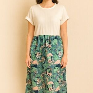 Disney Women's White Waffle Knit Shirt maxi dress